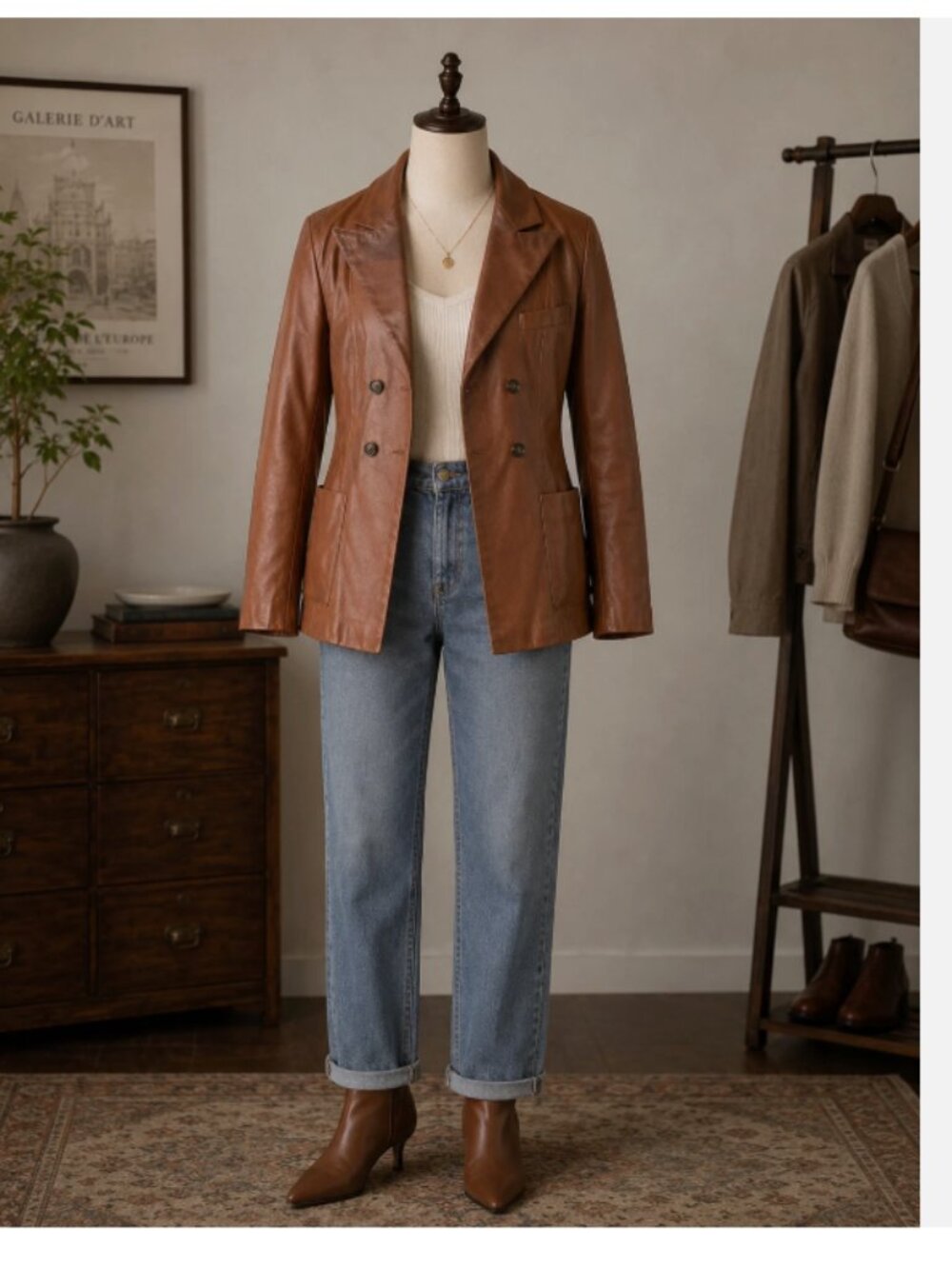 Women’s S Vintage Leather Blazer Made in Israel Soft Leather Coat 70s 80s Style
